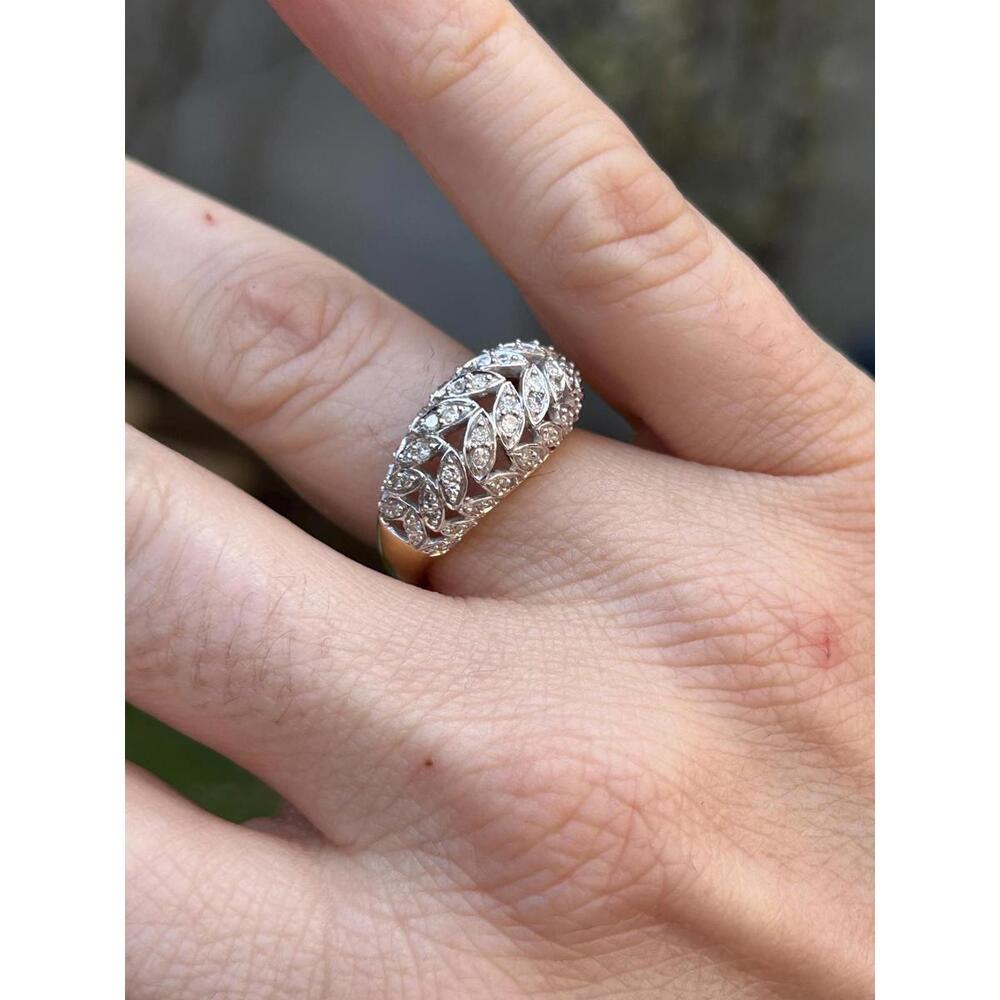 0.5ct 14k Solid Yellow Gold Diamond Dome ring size 6.75 - Estate Vintage